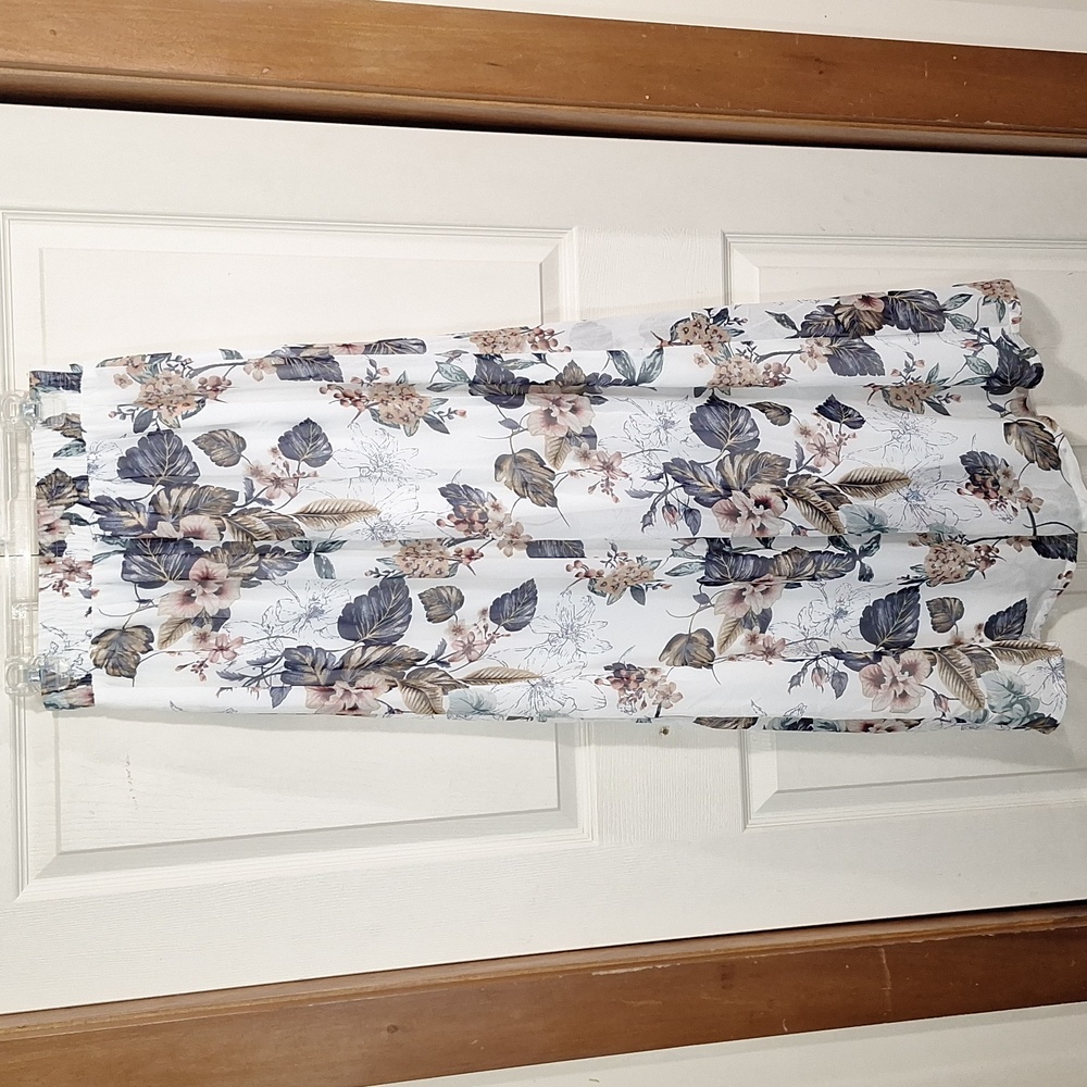 Miss Avenue wide-leg lined palazzo pants elastic waist - M - cream/white floral - Picture 3 of 5